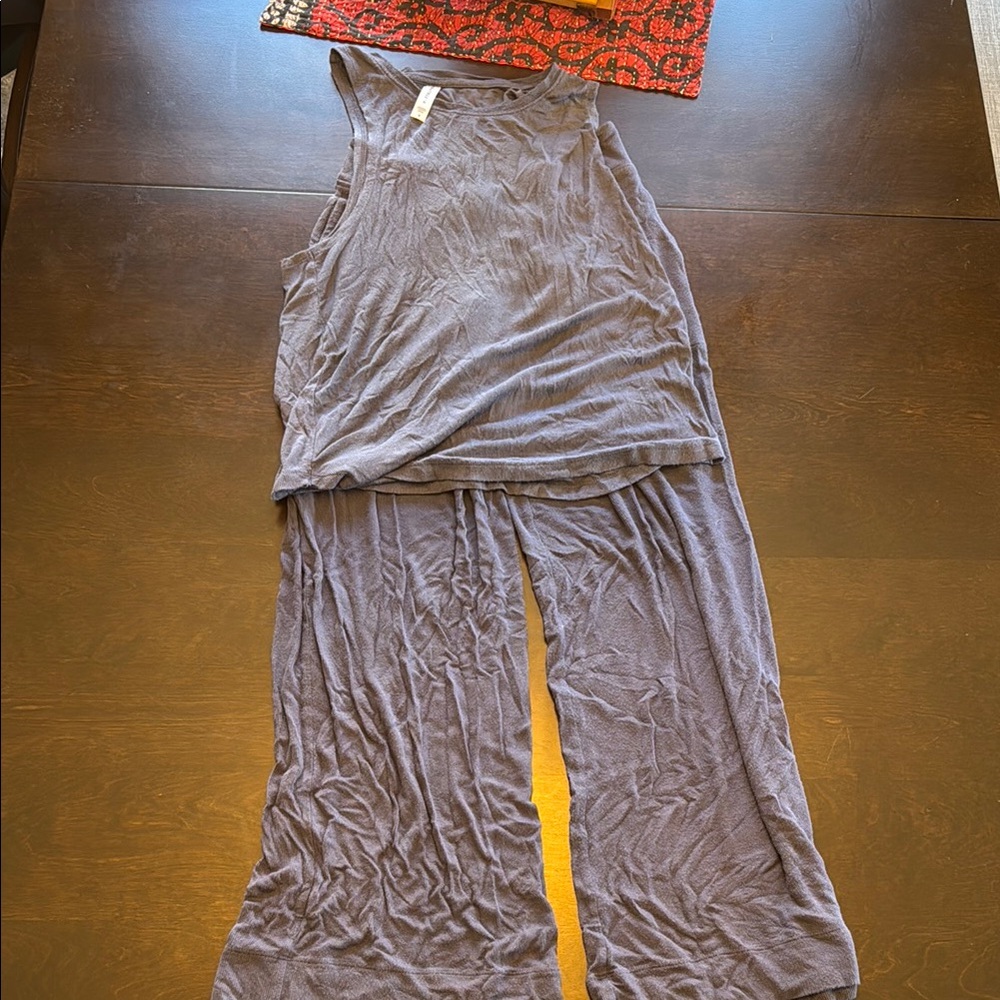 Gray Sleeveless Top and Pants Set